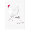 white chicken with the word; cluck