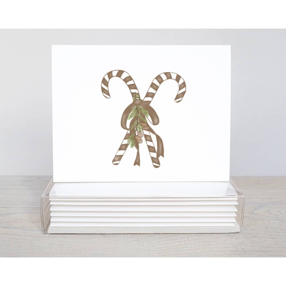 chocolate candy cane holiday note card