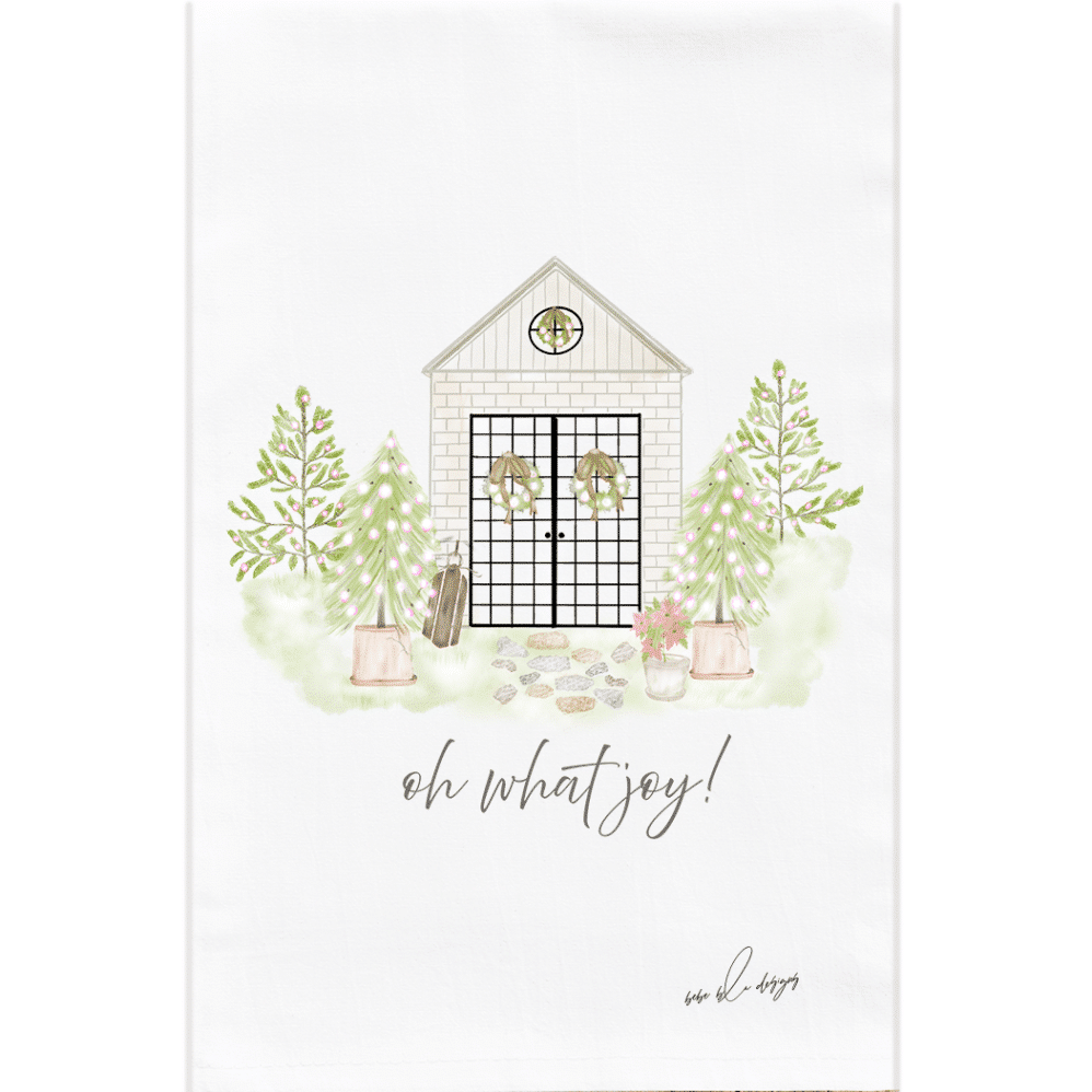chrismas house oh what joy flour sack towel