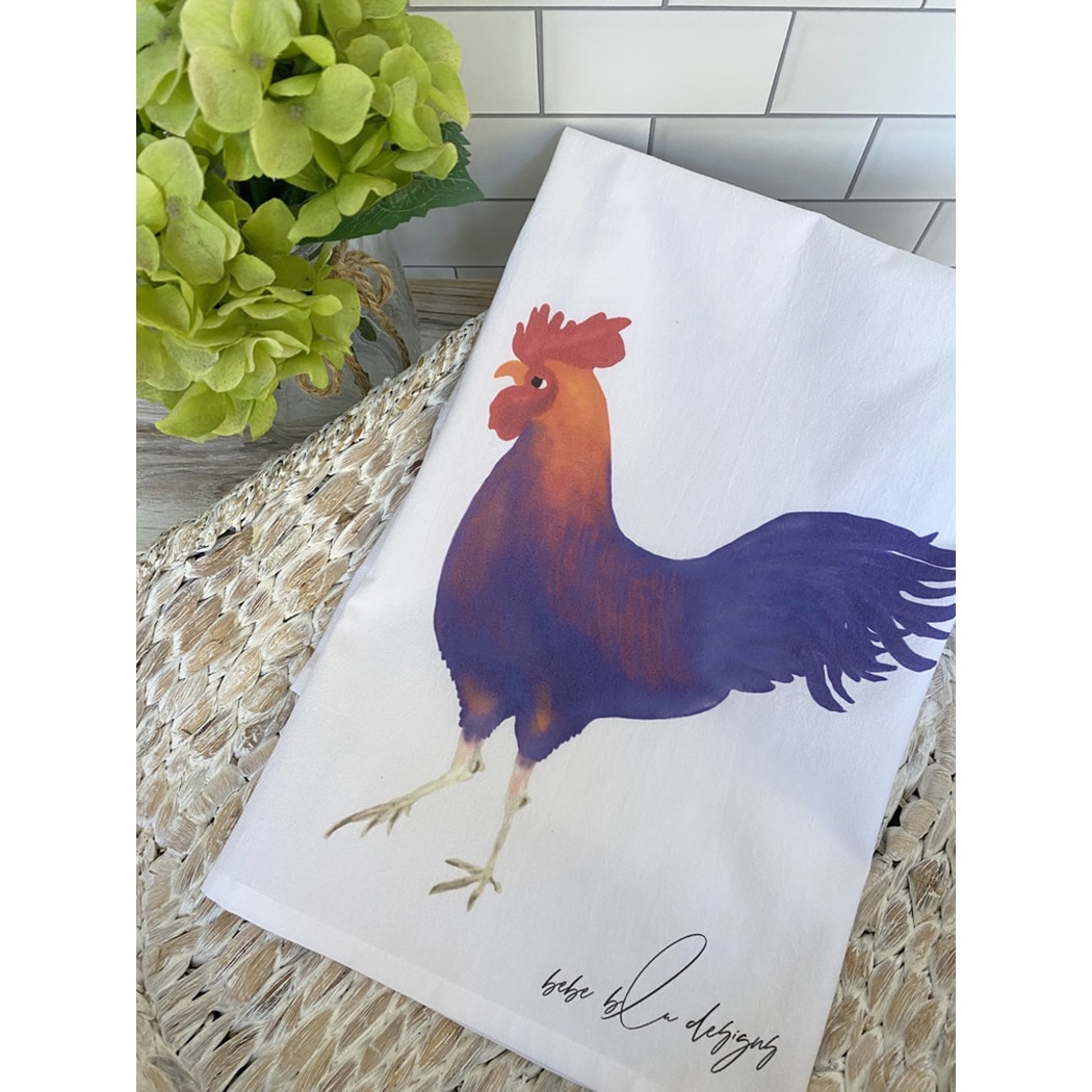 Flour Sack Towel, Hand Printed, Red Cows, Kitchen Towels