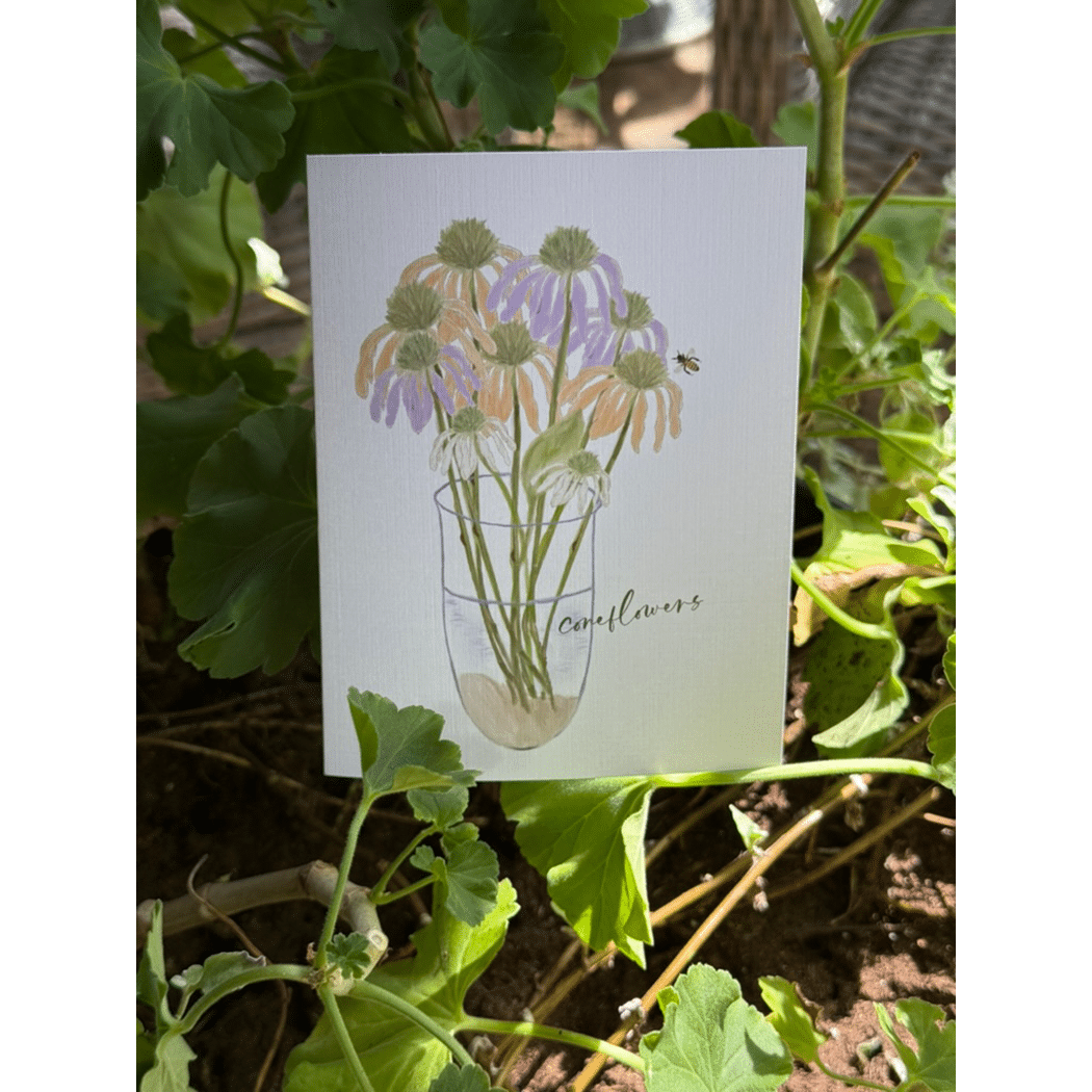 coneflower bouquet note card