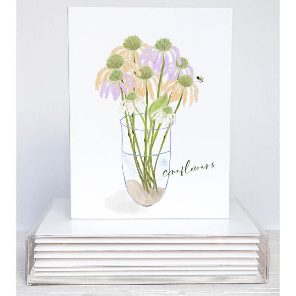 coneflower bouquet note cards