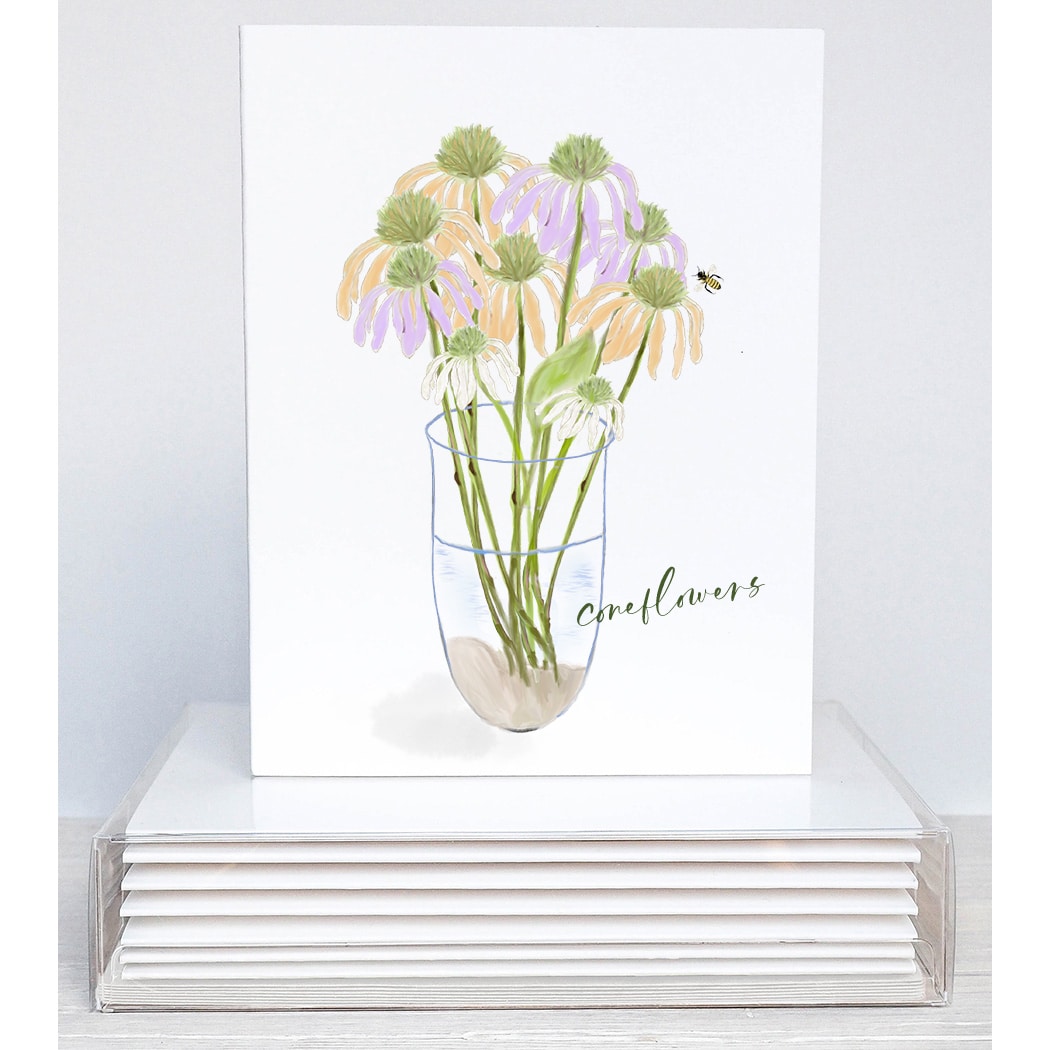 coneflower bouquet note cards
