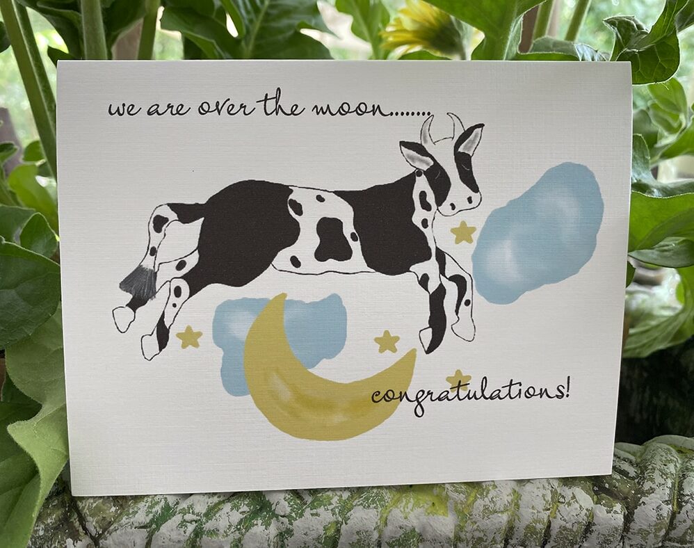 cow over the moon note cards