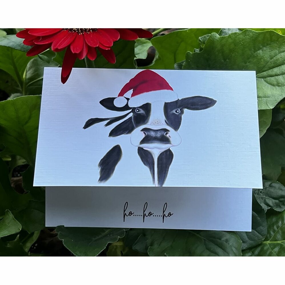 cow holiday ho ho ho note card