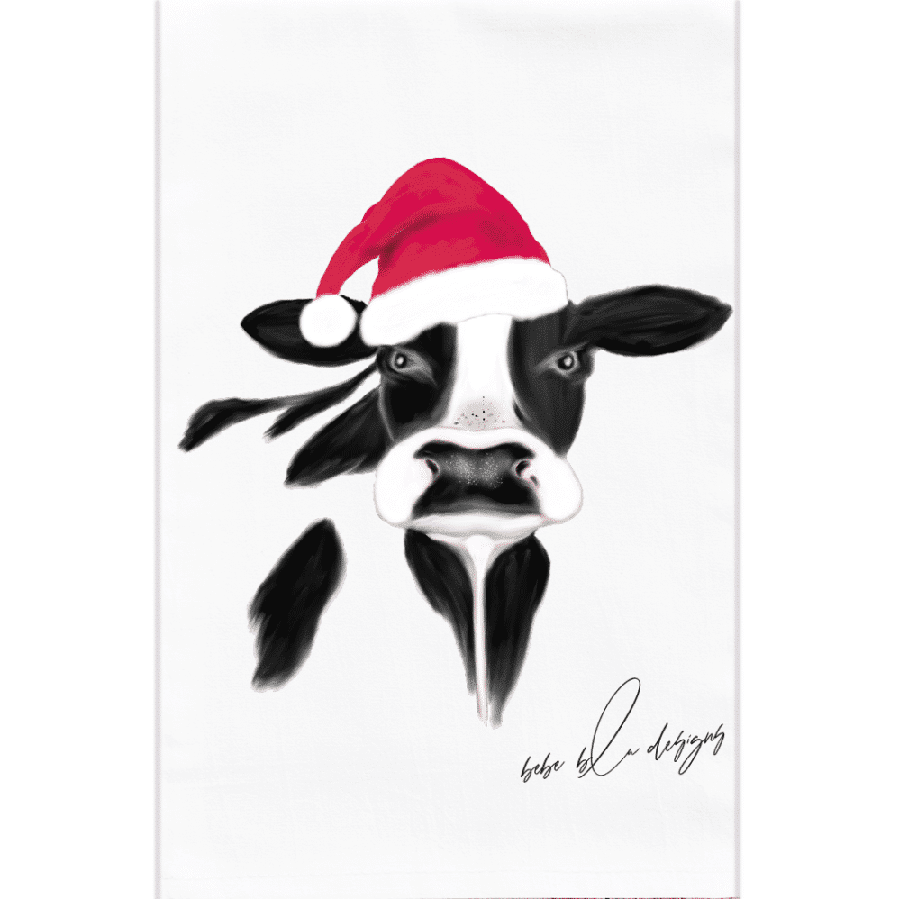 cow holiday flour sack towel