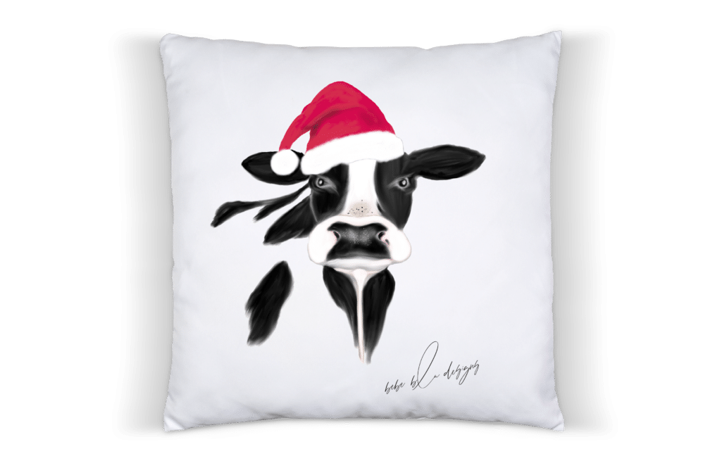 cow holiday pillow