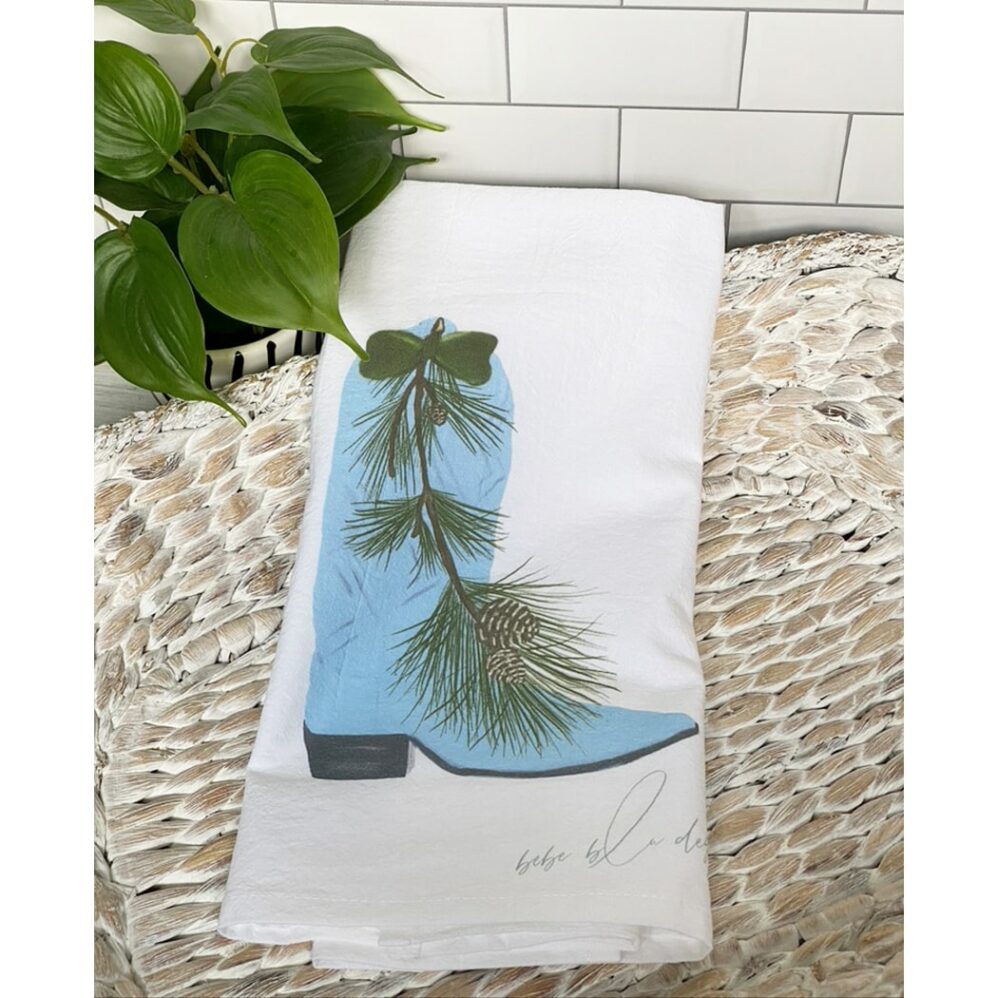 cowboy boot holiday flour sack towel