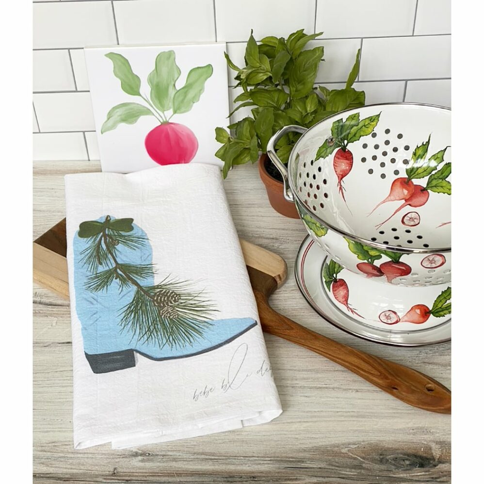 cowboy boot holiday flour sack towel