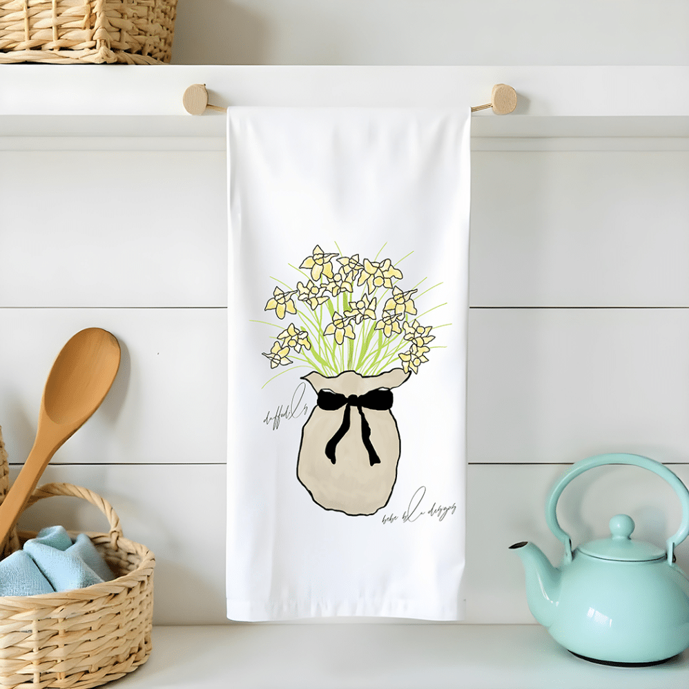 daffadil flour sack tea towel