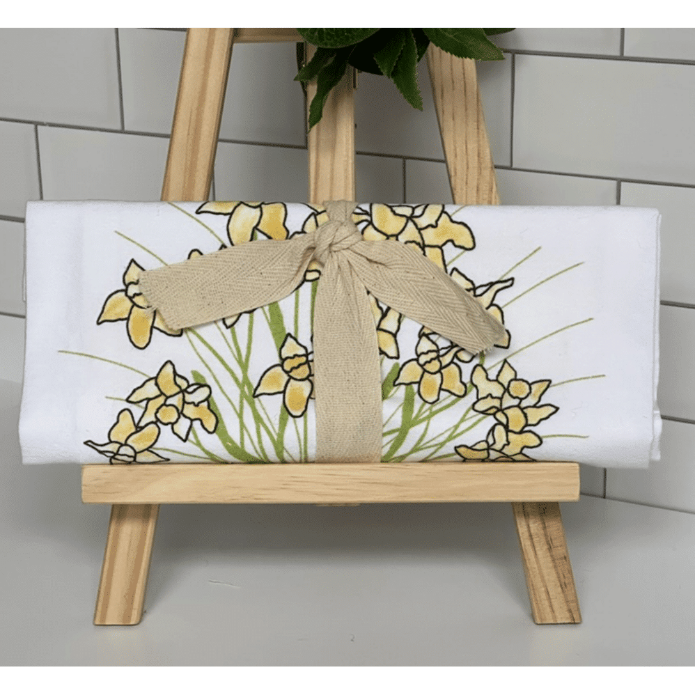 daffodil flour sack towel wrapped