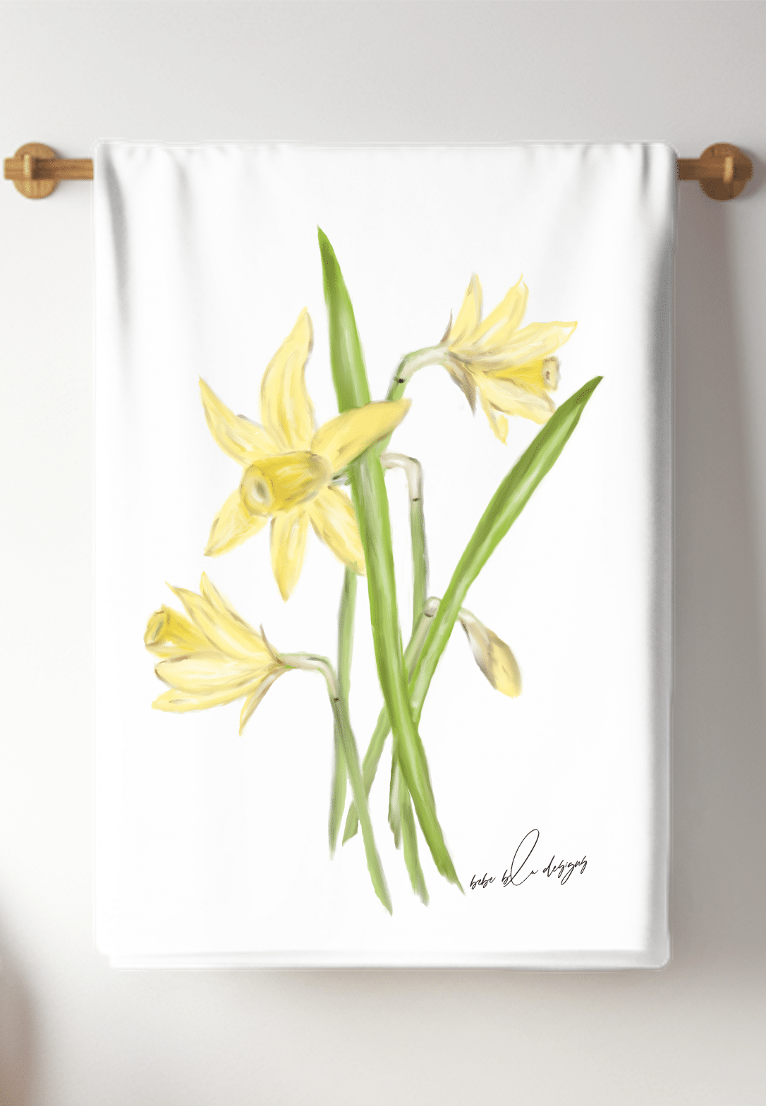 daffodils flour sack towel