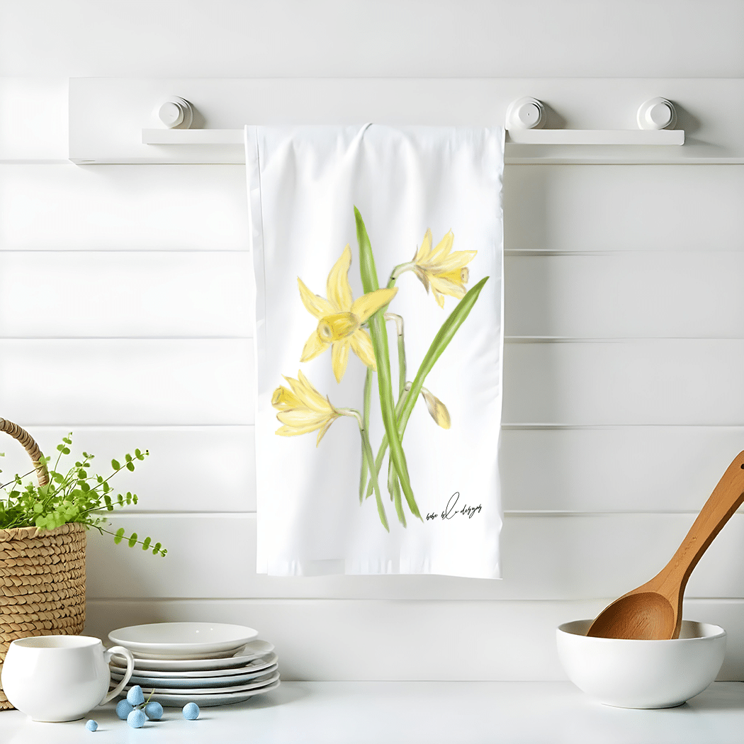 daffodils kitchen towel
