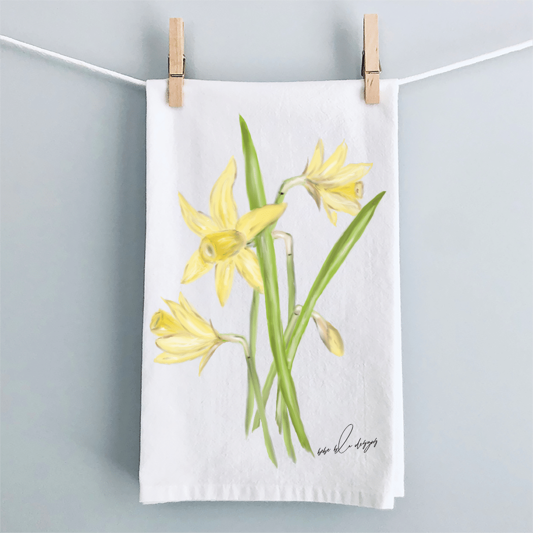 daffodils on clotheline