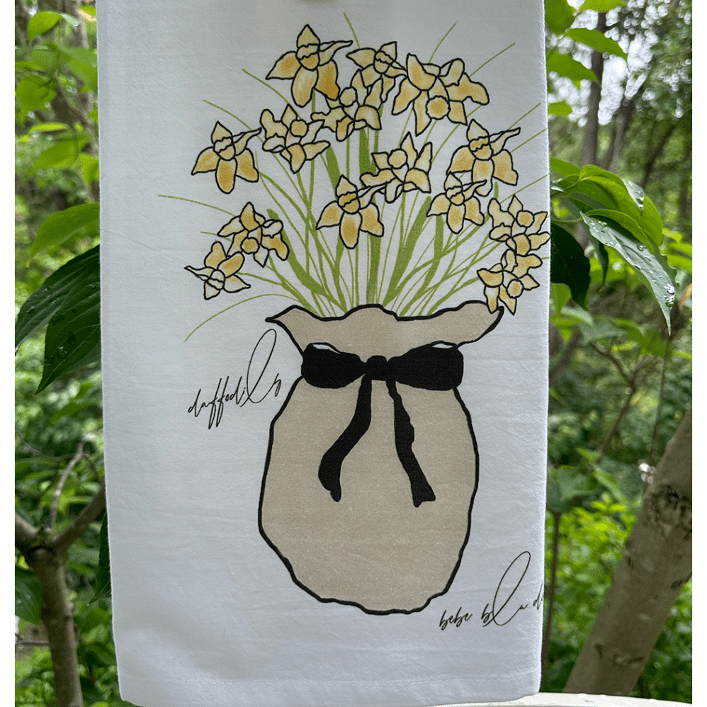 daffodils flour sack towel