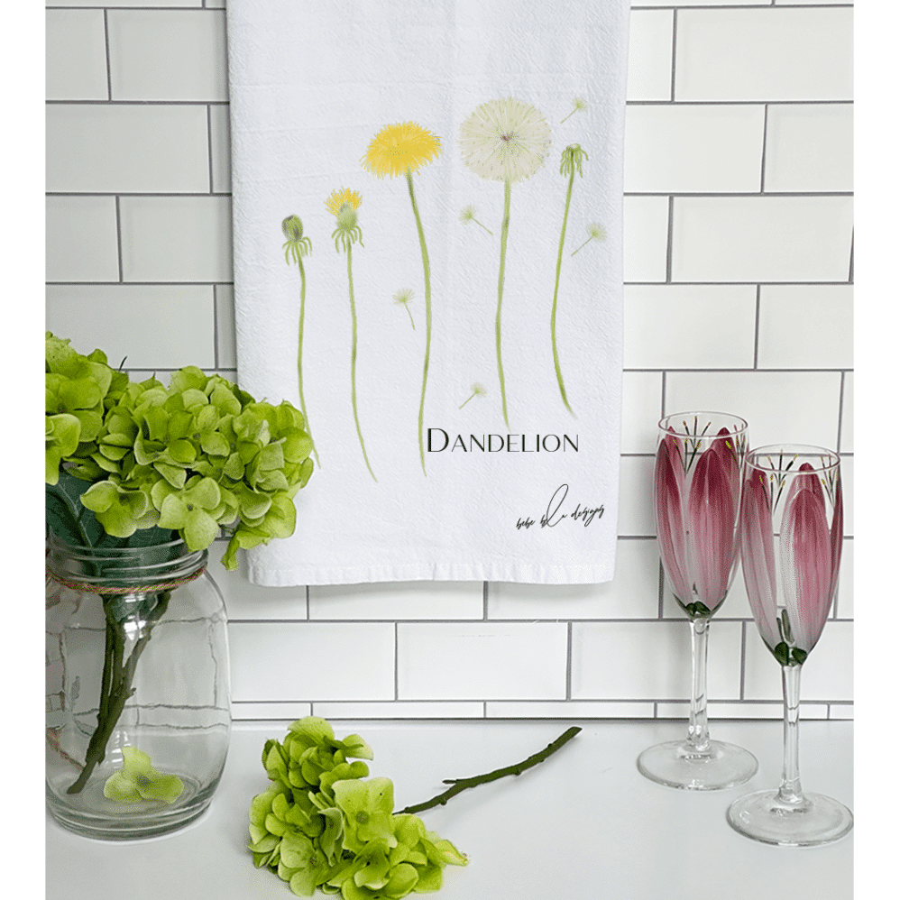 dandelion with wine glasses