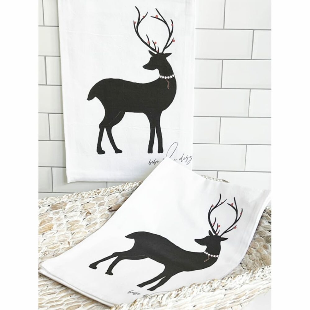 deer silhouette flour sack towel