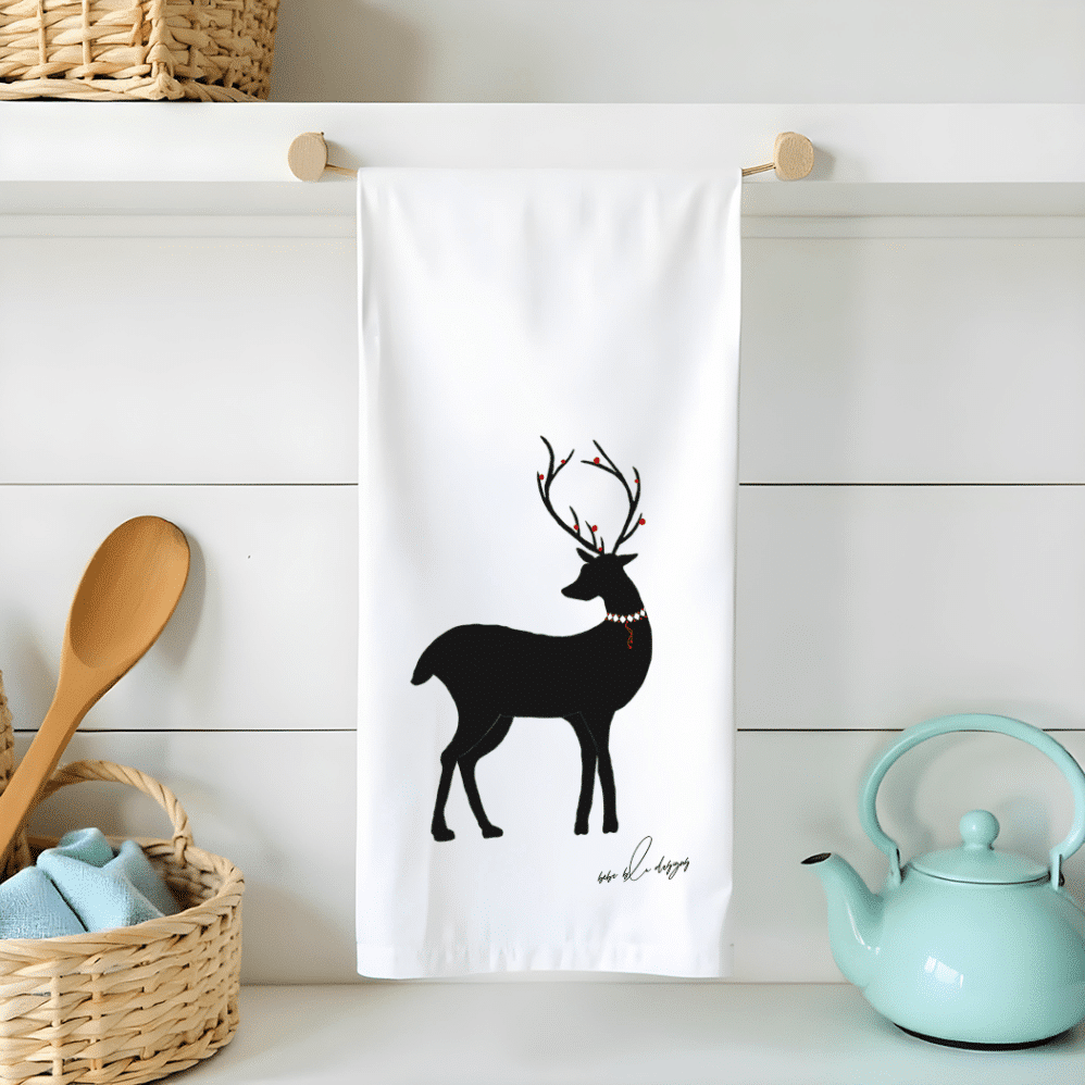 deer silhouette flour sack tea towel