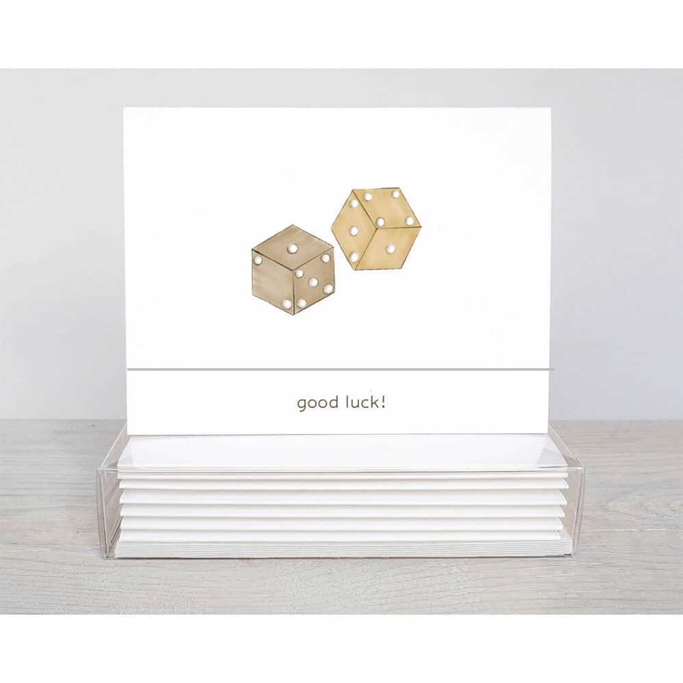 dice good luck note cards