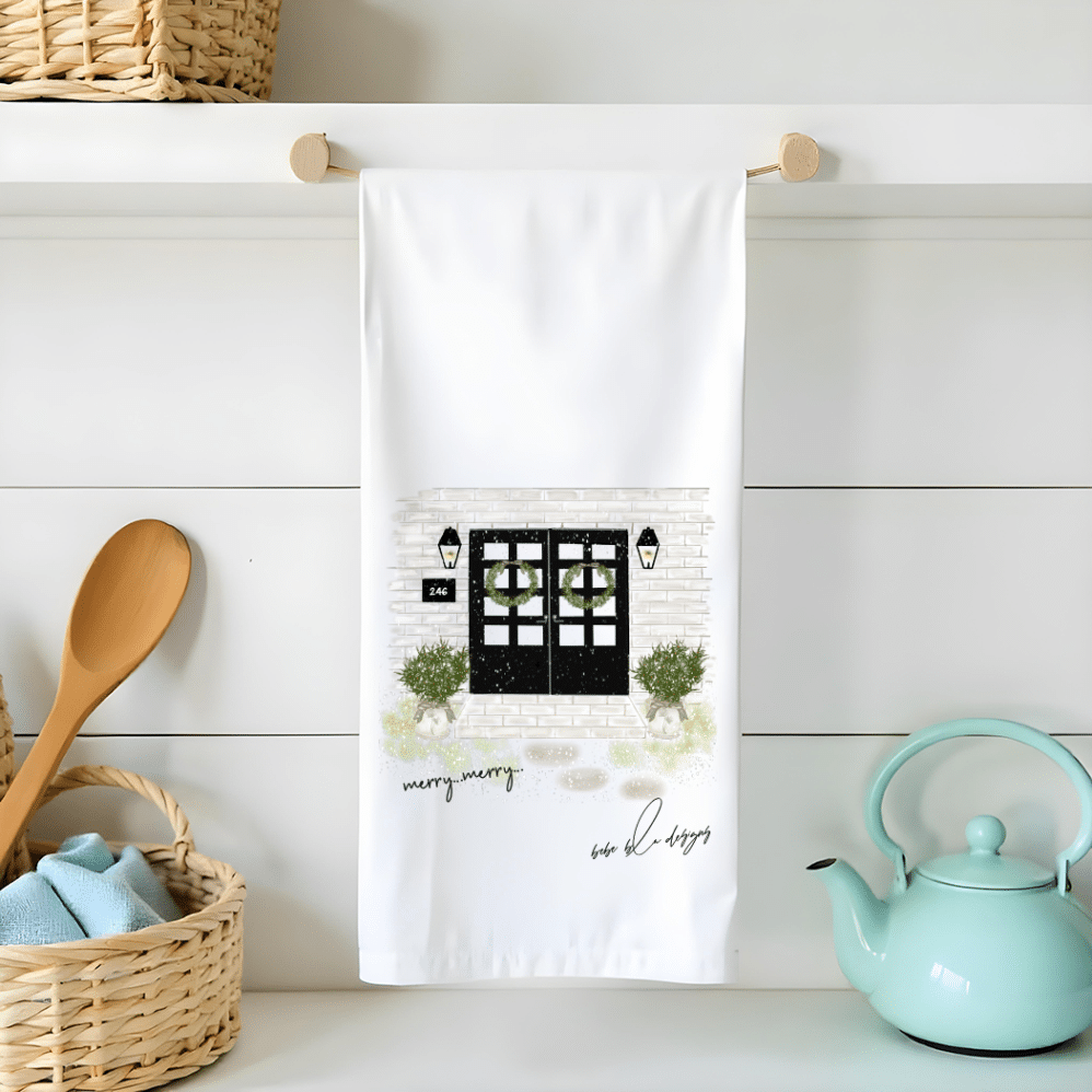 double door Christmas flour sack tea towel