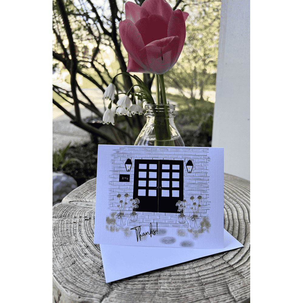 double door thank you note card