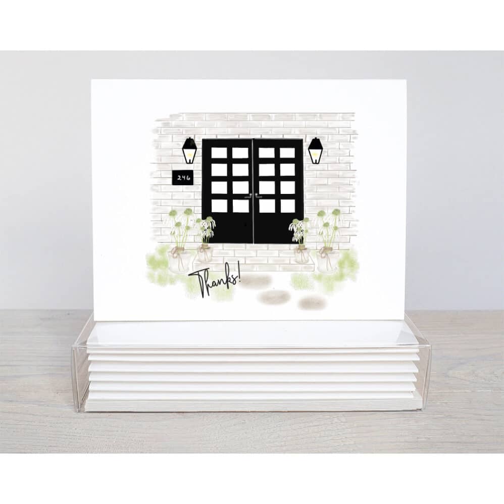 double door thank you note card