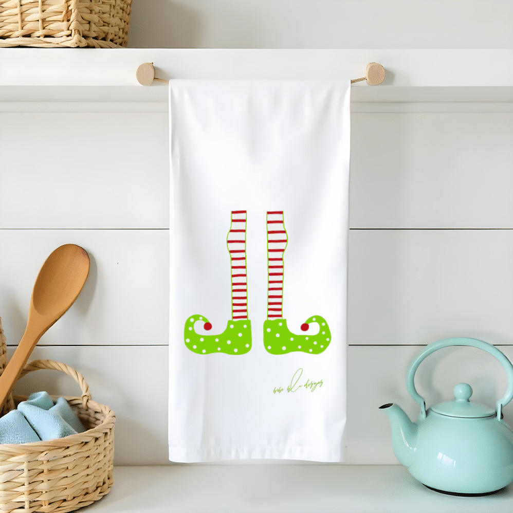 elf legs flour sack tea towel