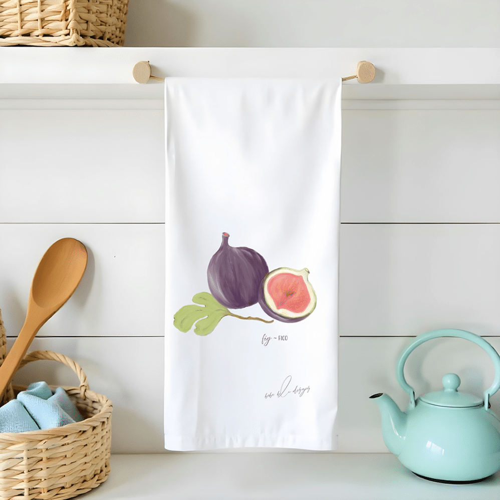 fig 'fico' on a flour sack tea towel