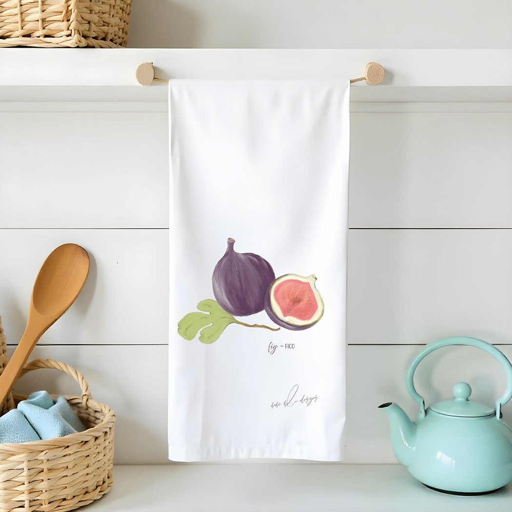 fig 'fico' on a flour sack tea towel