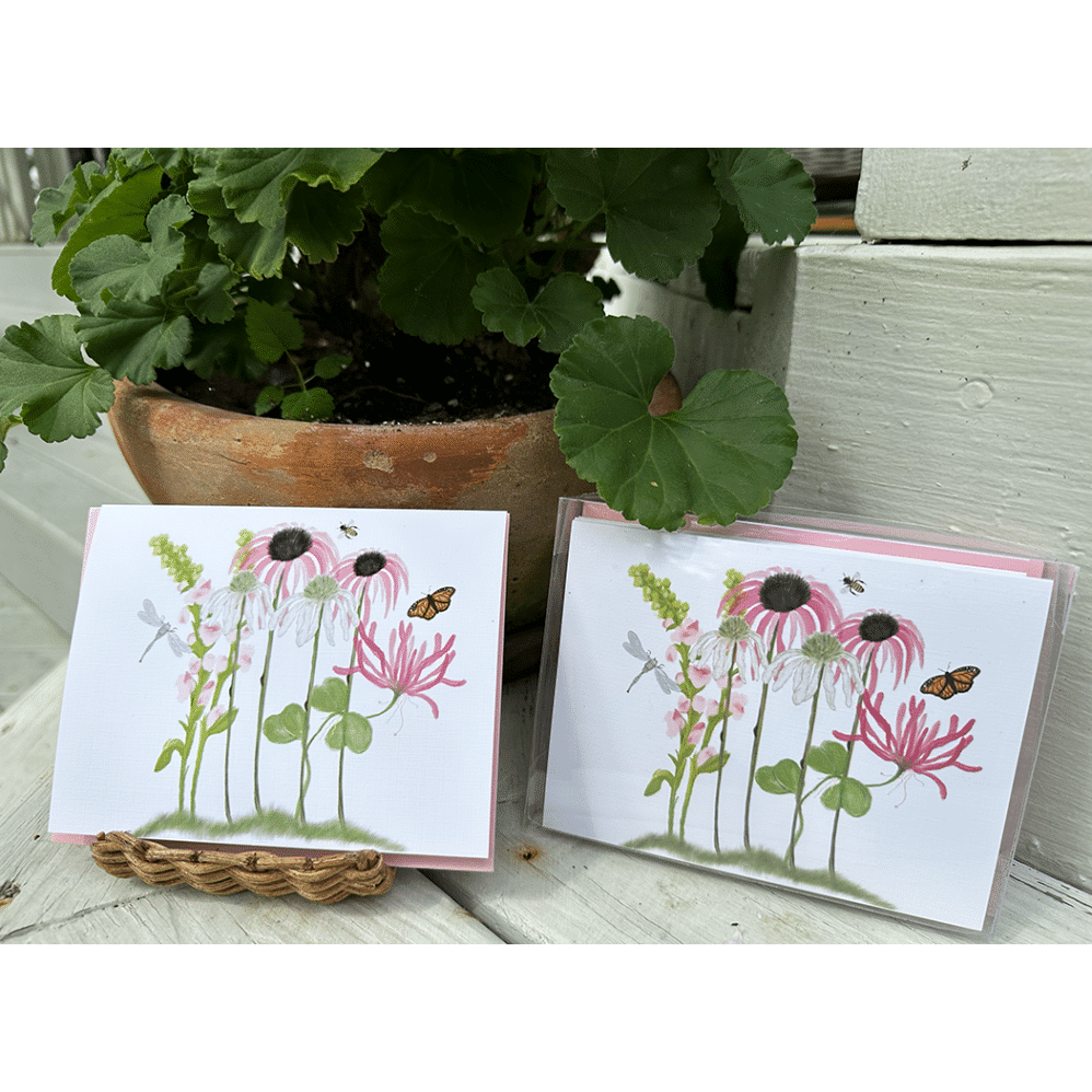 flower garden note card and box