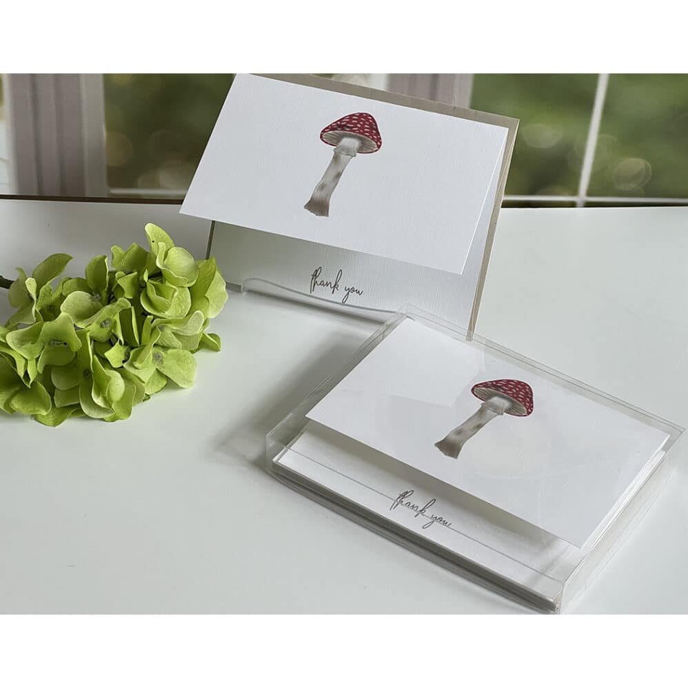 fungi thank you note card and box