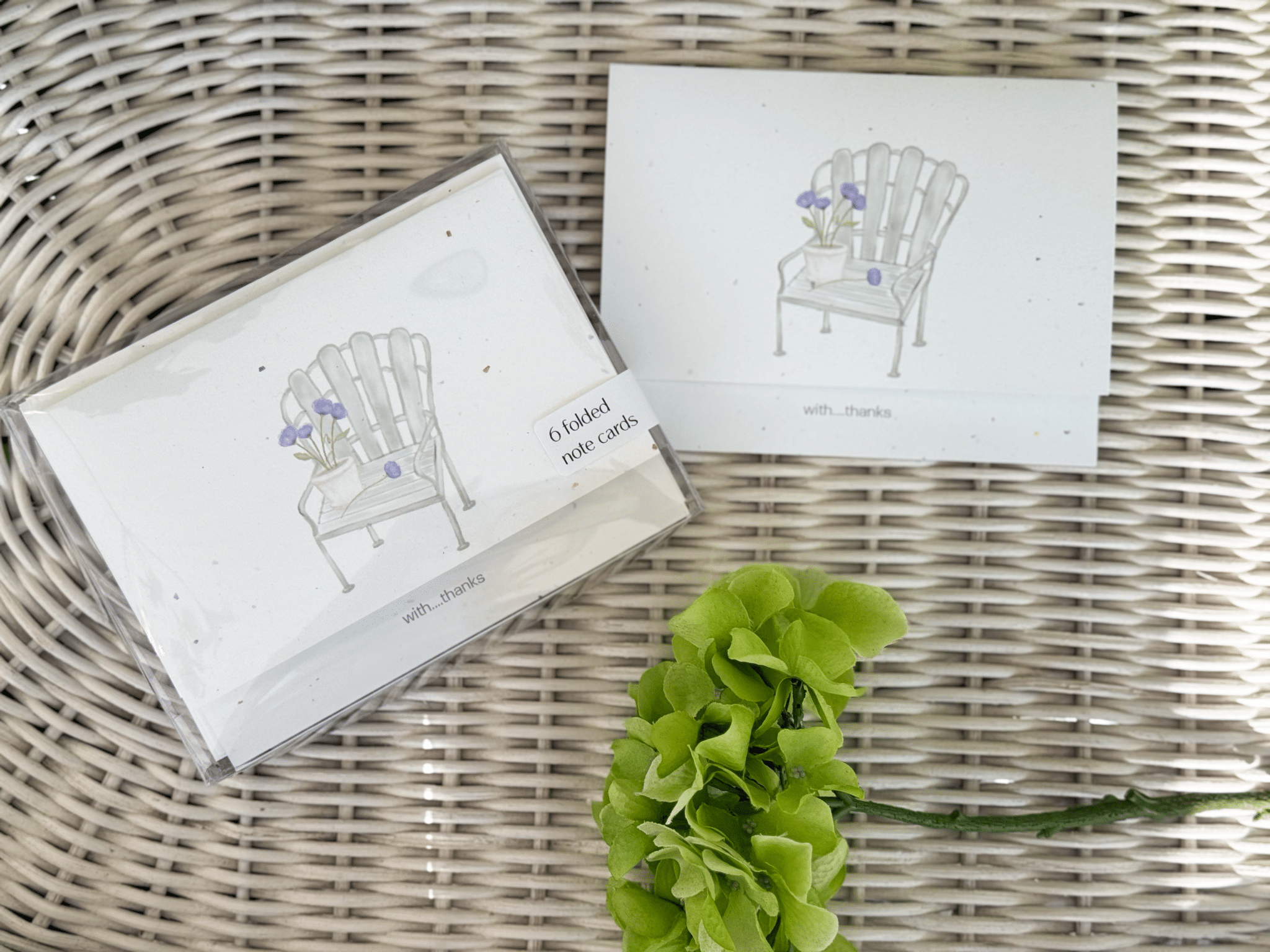 garden chair with flowers cards