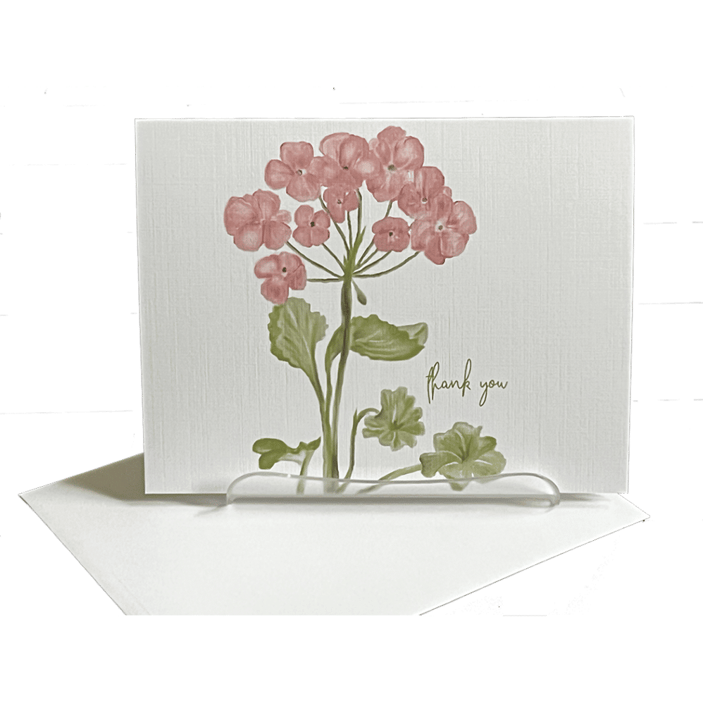 geranium thank you note card