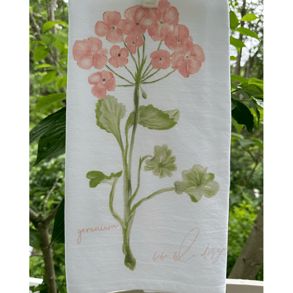 geranium flour sack towel