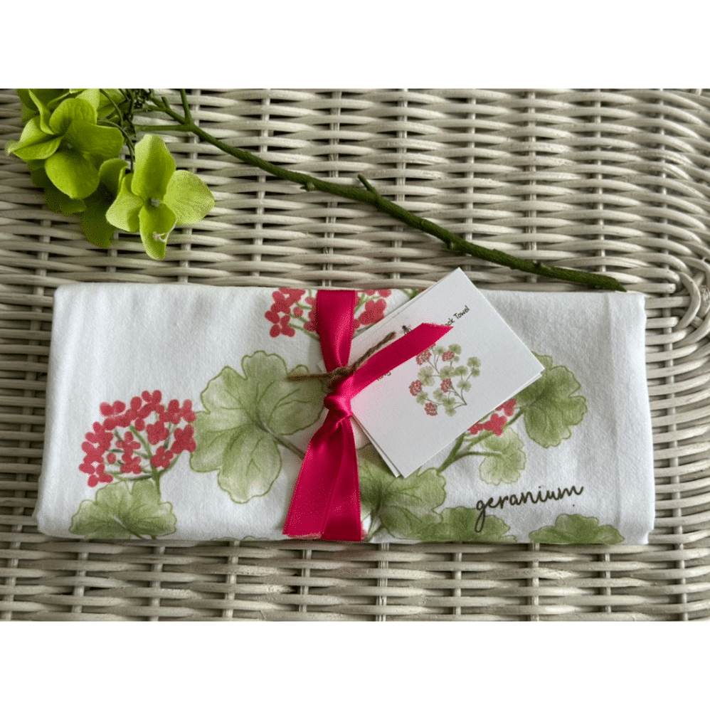 geranium red flour sack towel