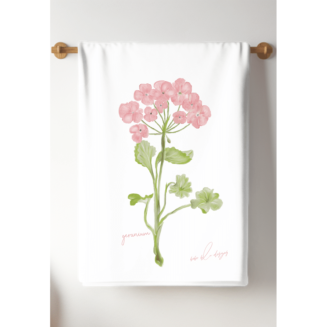 geranium tea towel