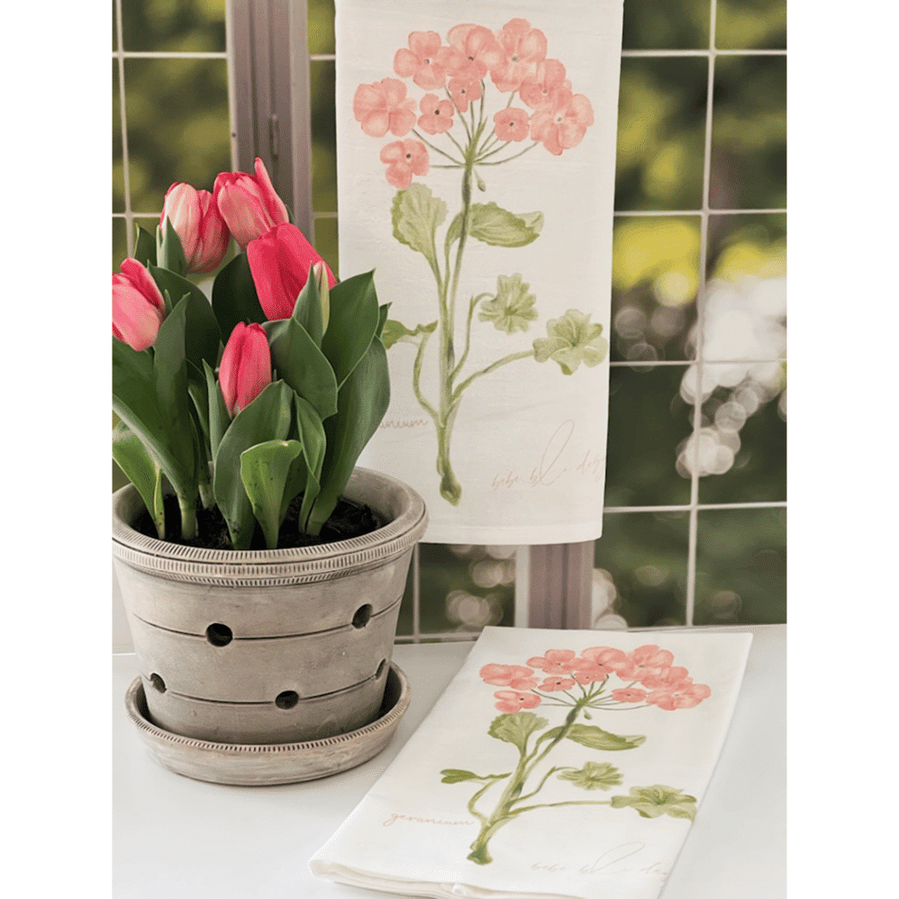 geranium flour sack towel