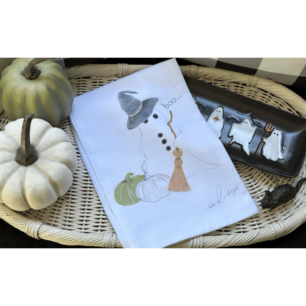 ghost boo flour sack towel