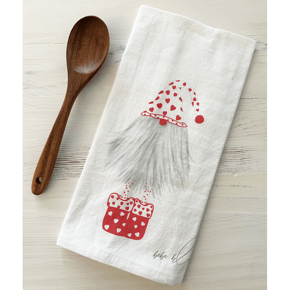 gnome hearts flour sack towel