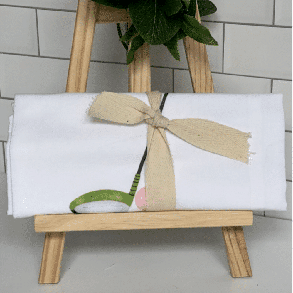 golf club flour sack towel wrapped