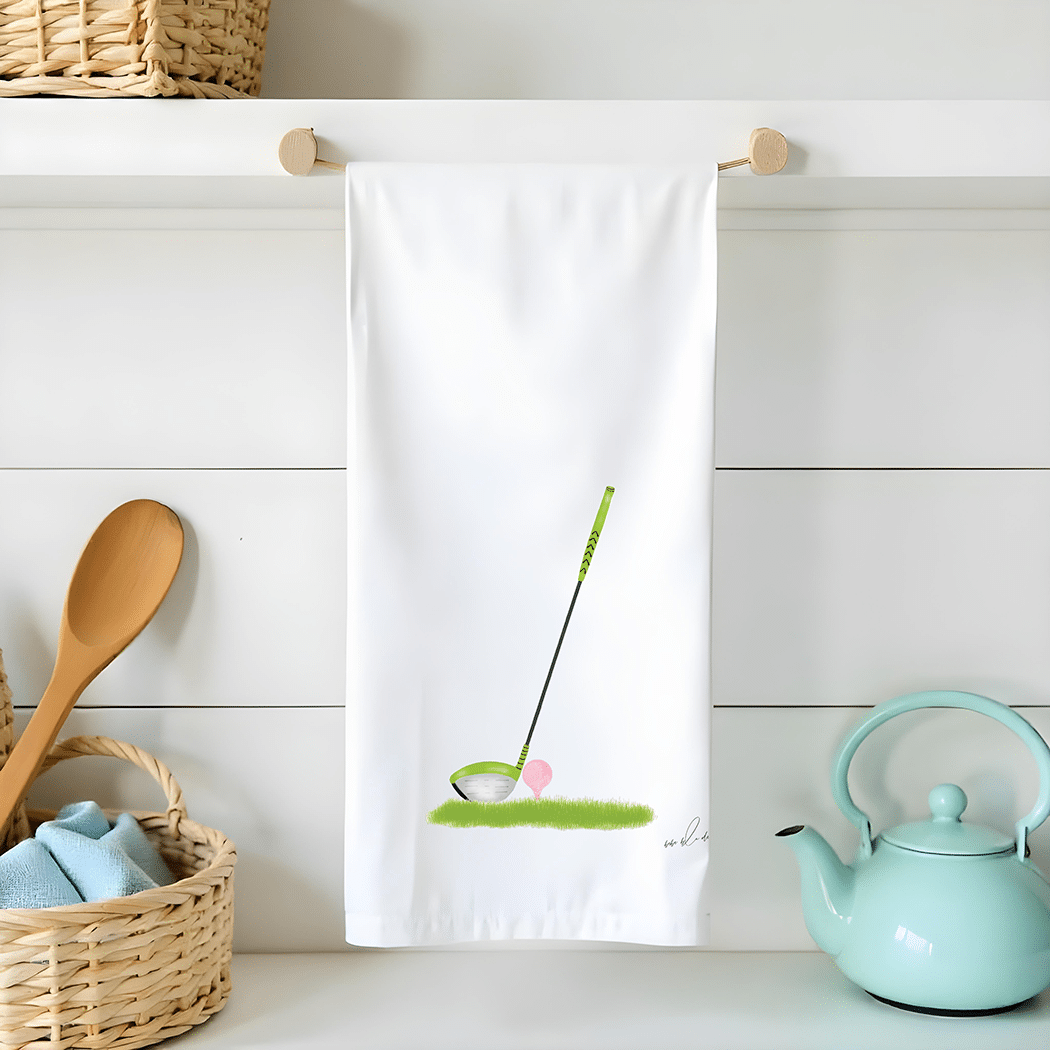 golf club flour sack tea towel