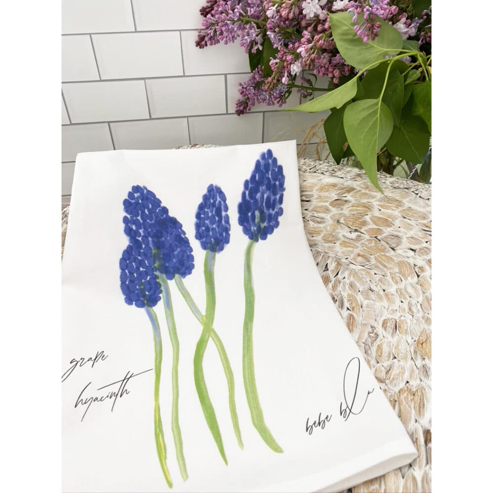 grape hyacinth flour sack towel