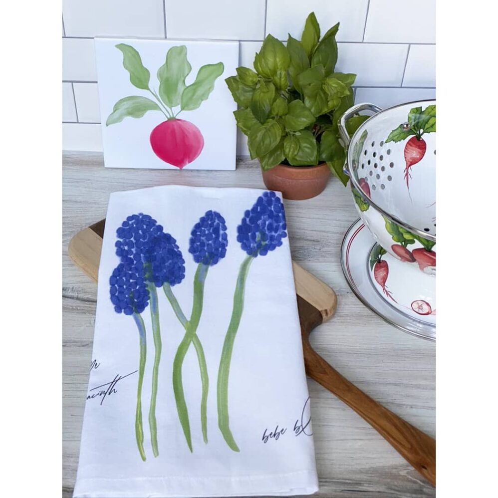 grape hyacinth flour sack towel