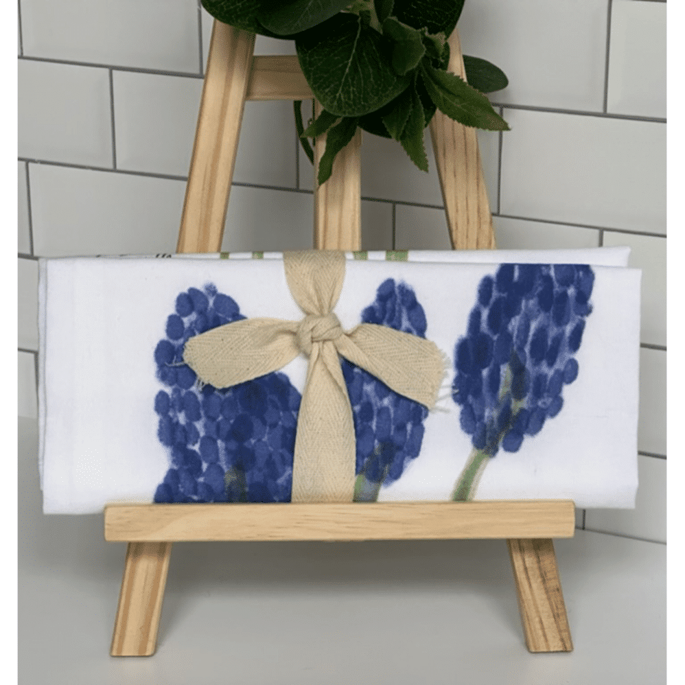 grape hyacinth flour sack towel wrapped