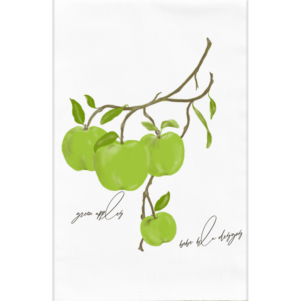 green apples flour sack towel