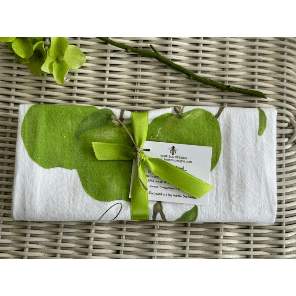 green apples flour sack towel