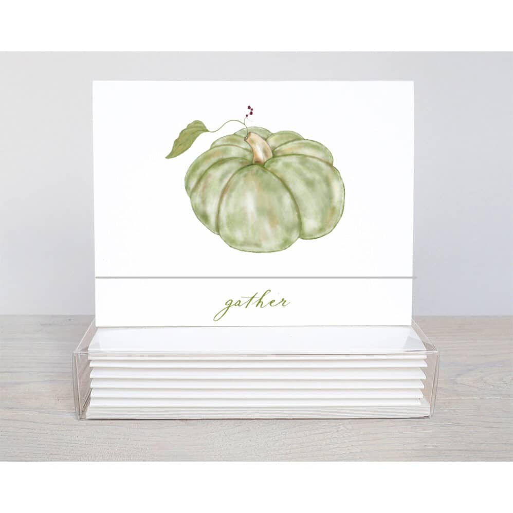 green heiloom pumpkin note cards