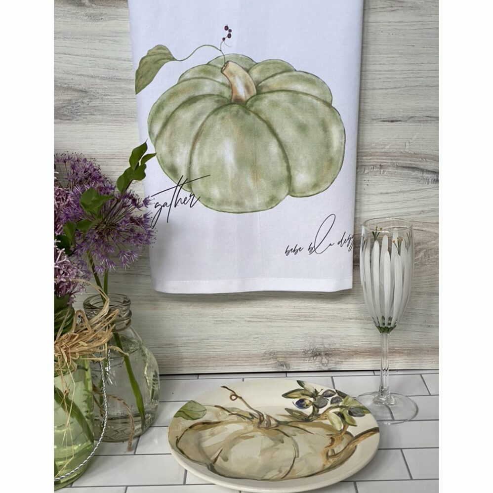 green heirloom pumpkin tea towel