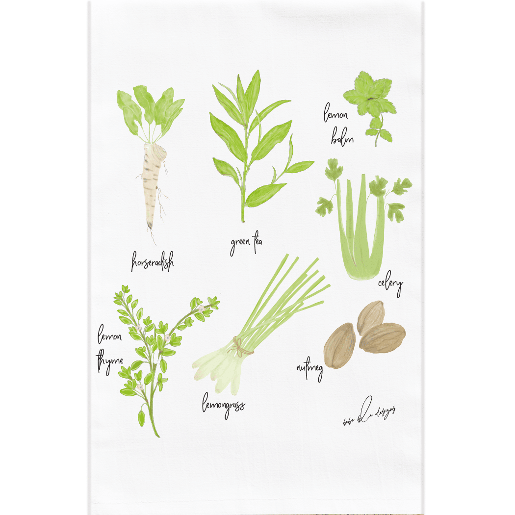 green herbs flour sack