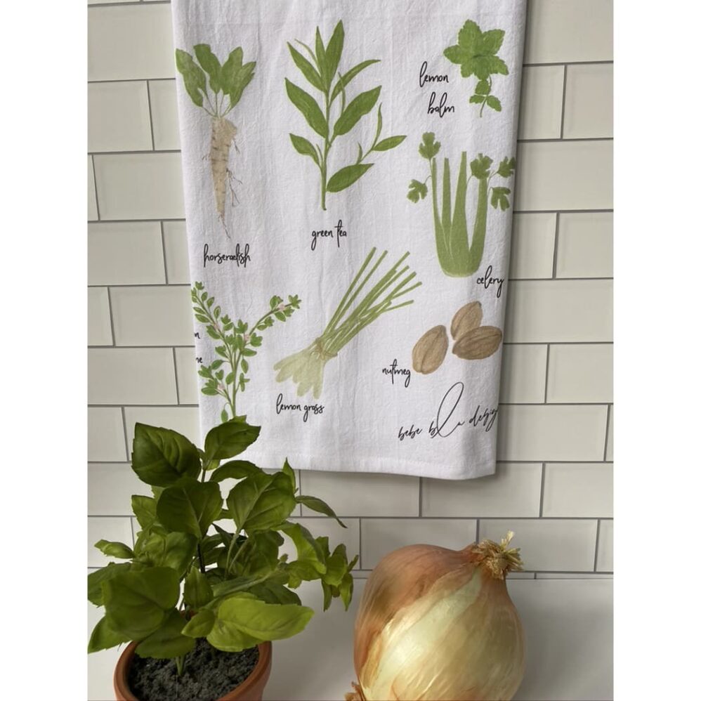 Green Herbs Flour Sack Towel